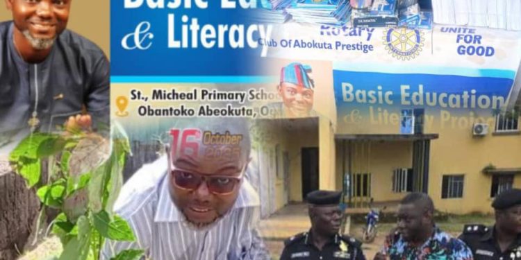 Rotary Club of Abeokuta Prestige, JIMLAT Foundation Lead Tree Planting Project in Abeokuta, Donate Items to Public Schools